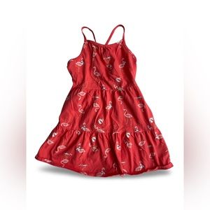 Cat & Jack Girls Spaghetti Strap Flamingo Print Dress, Size 6/6x, Cotton blend